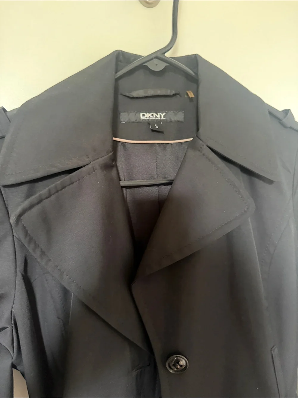 Dkny Black Classic Trench Coat with Waist Tie